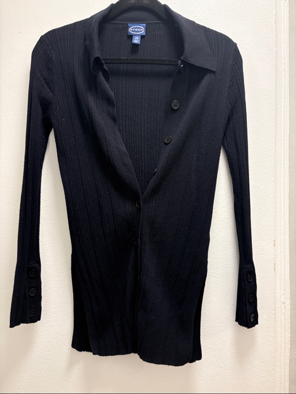 SCOOP Black Ribbed Long Sleeve Cardigan